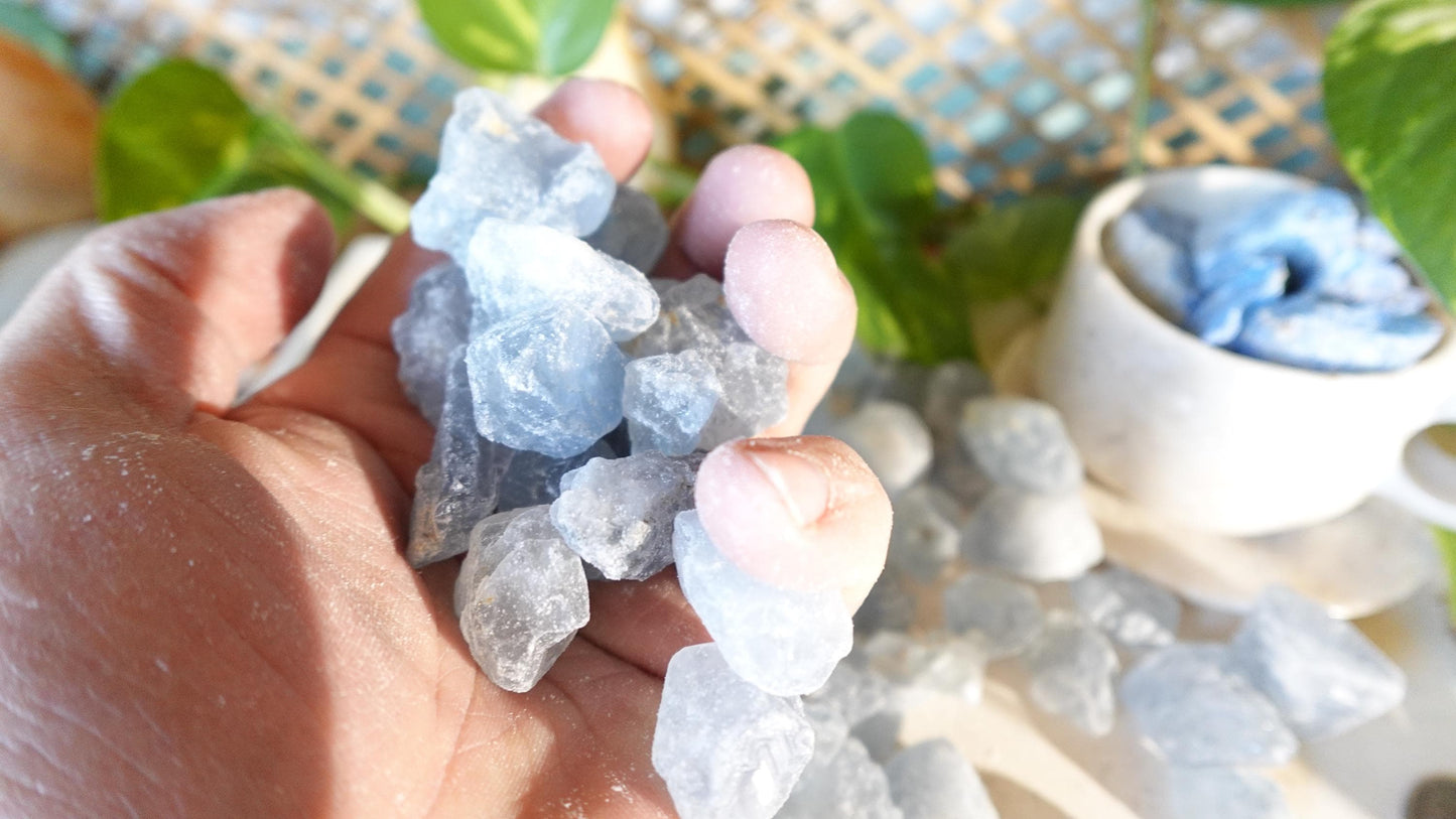 Raw Blue Celestite Crystals Natural Crystal Polished Worry Stone Home Decor Anxiety Pocket Distraction Meditation Gift Birthday Christmas