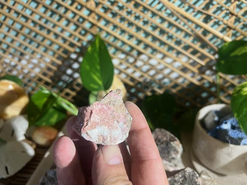 Raw Rhodonite Crystals: Untreated Pink Stones for Home Decor, Arts & Crafts