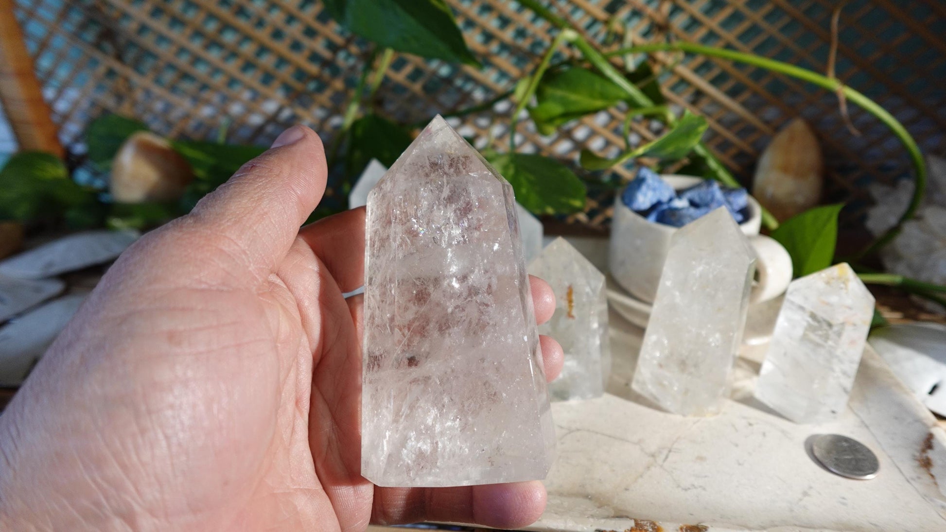 Clear Quartz Tower Quartz Crown Chakra 7 Chakra Meditation Wand for Anxiety Christmas Decor Xmas Gift Collection
