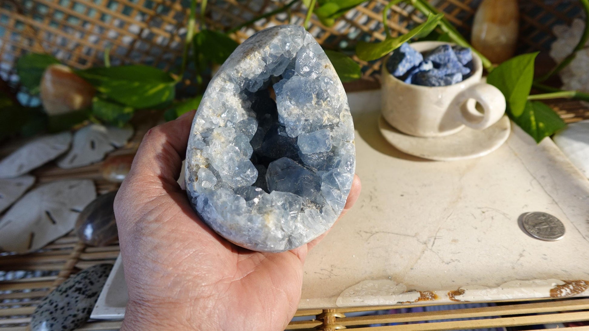 Raw Large Heavy Celestite Specimen Quartz Crystals Untreated Anxiety Home Decor Wholesale minerals School Christmas Xmas Home Decor Craft