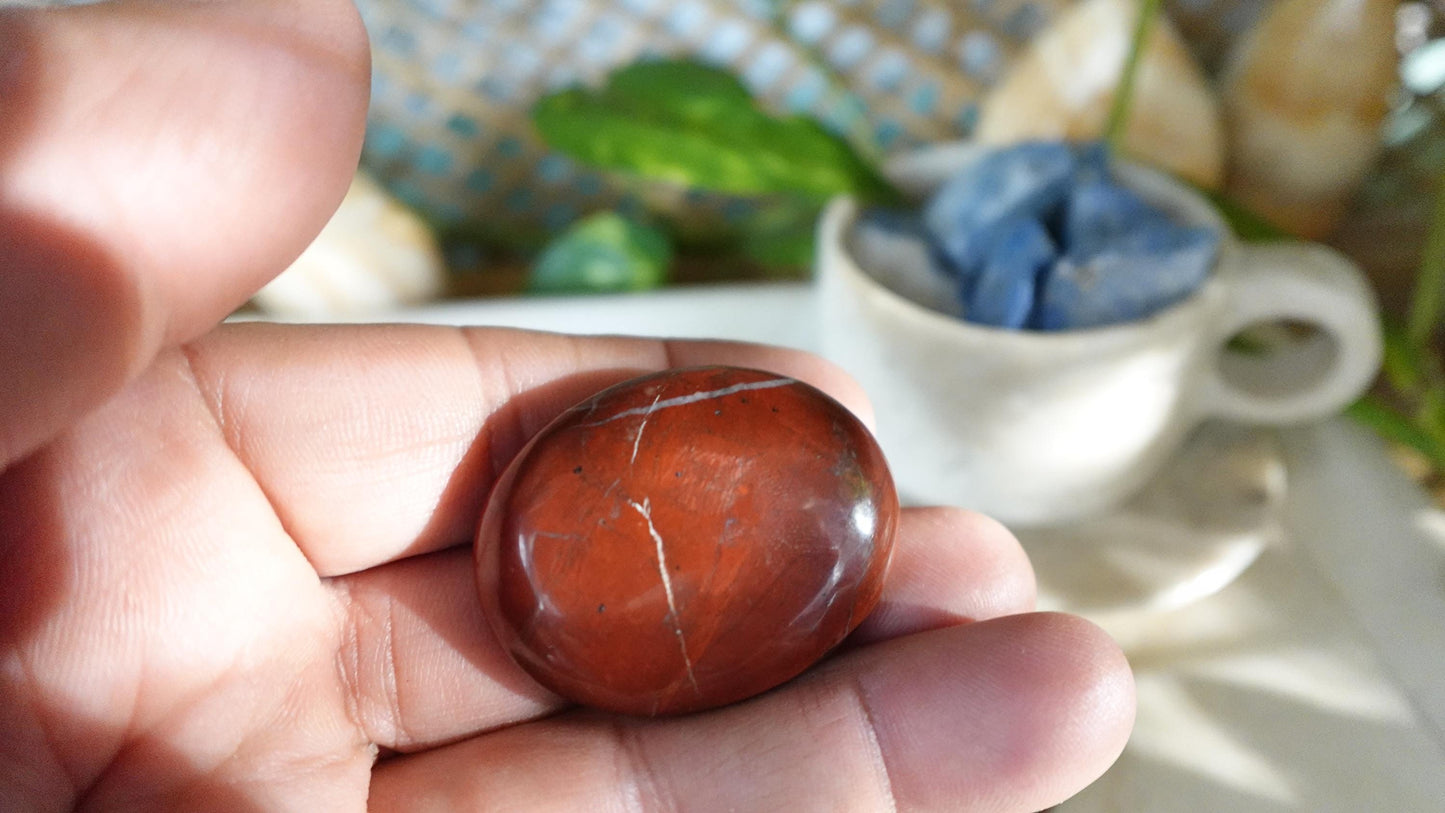 Chicken Blood Jade Medium Palm Stone Home Decor Christmas Birthday Gift Anxiety Stress Relief Crystal Mineral Collection Worry Gemstone