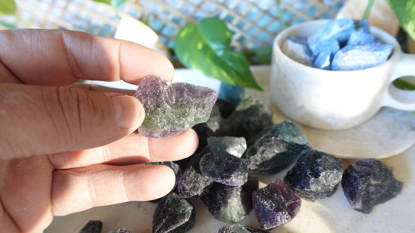 Raw Rainbow Fluorite Crystals Natural Crystal Worry Stone Home Decor Anxiety Pocket Distraction Meditation Gift Birthday Christmas