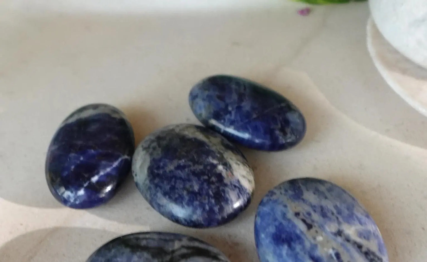 Blue Sodalite Palm Stone Natural Crystal Polished Worry Stone Home Decor Anxiety Pocket Distraction Meditation Gift Birthday Christmas