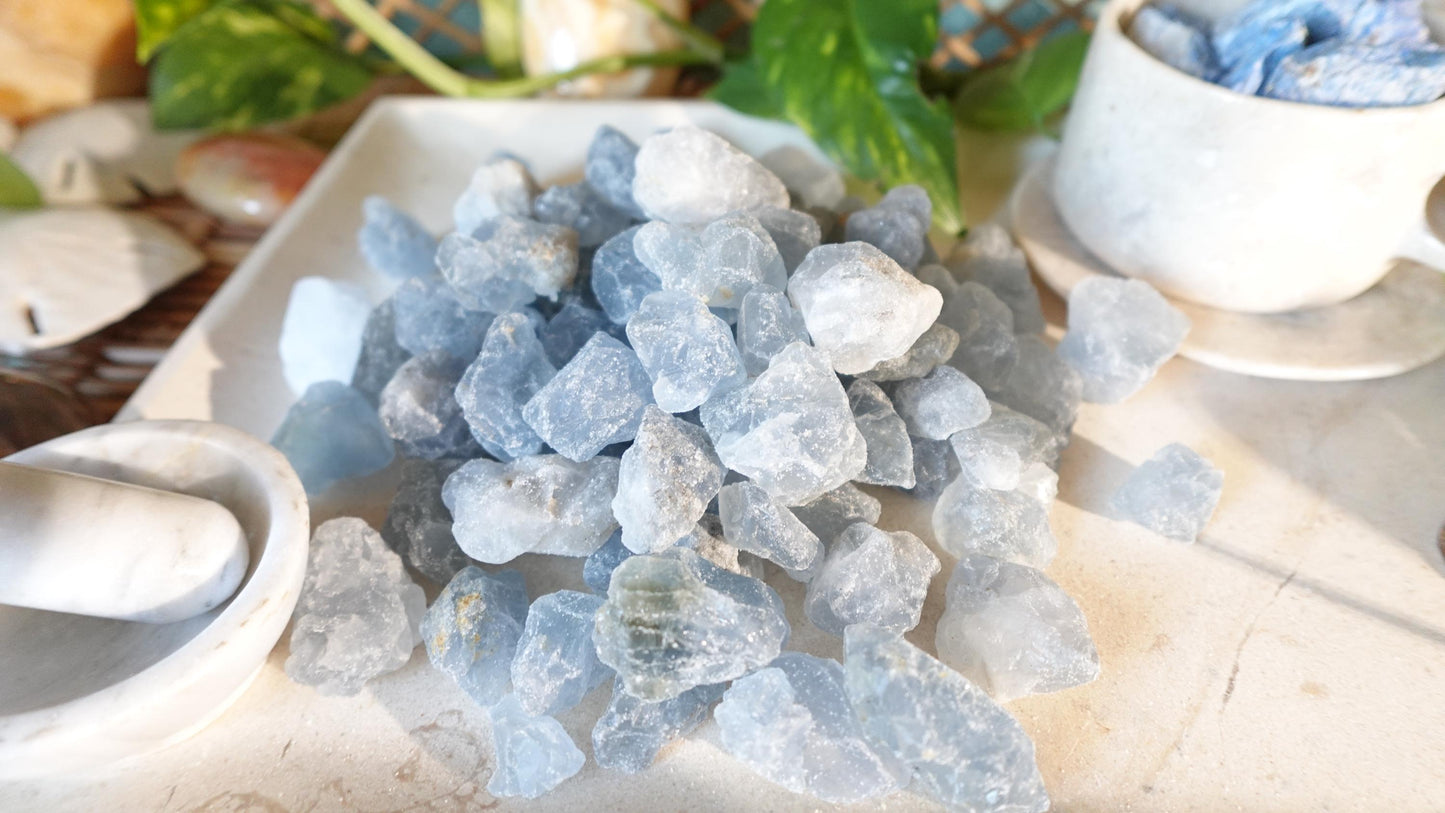 Natural Raw Blue Celestite Crystals Untreated Stones Arts Home Decor Wholesale minerals School Christmas Xmas Home Decor Gift Craft Anxiety