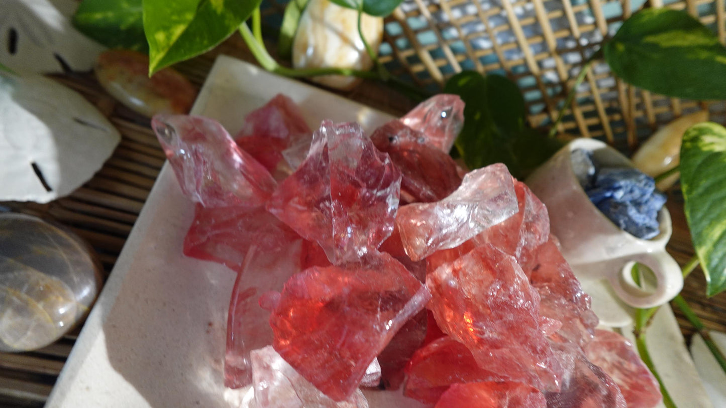 Raw Red Smelting Quartz Crystals: Root Chakra Healing Stones, Arts & Crafts