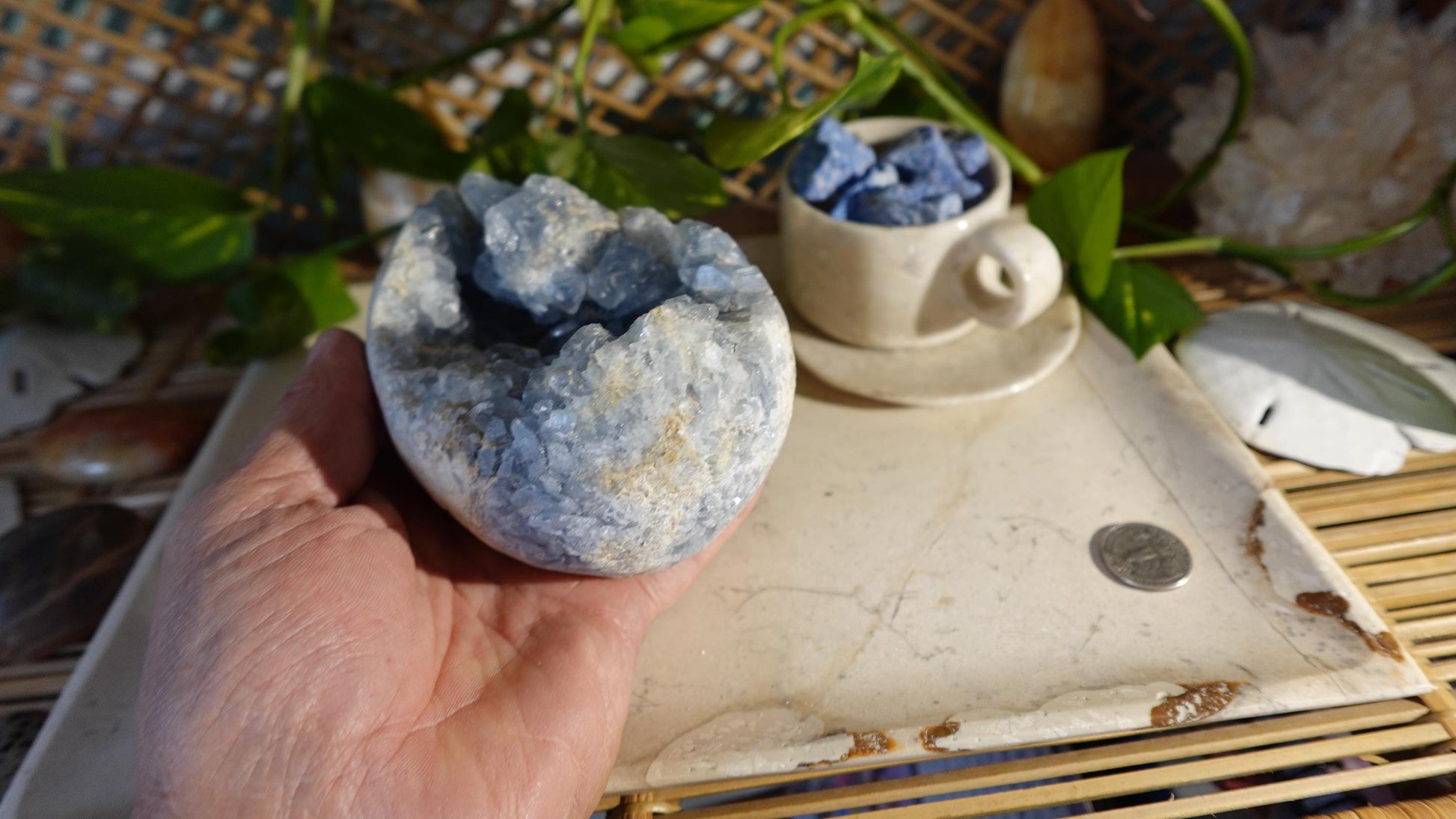 Raw Large Heavy Celestite Specimen Quartz Crystals Untreated Anxiety Home Decor Wholesale minerals School Christmas Xmas Home Decor Craft