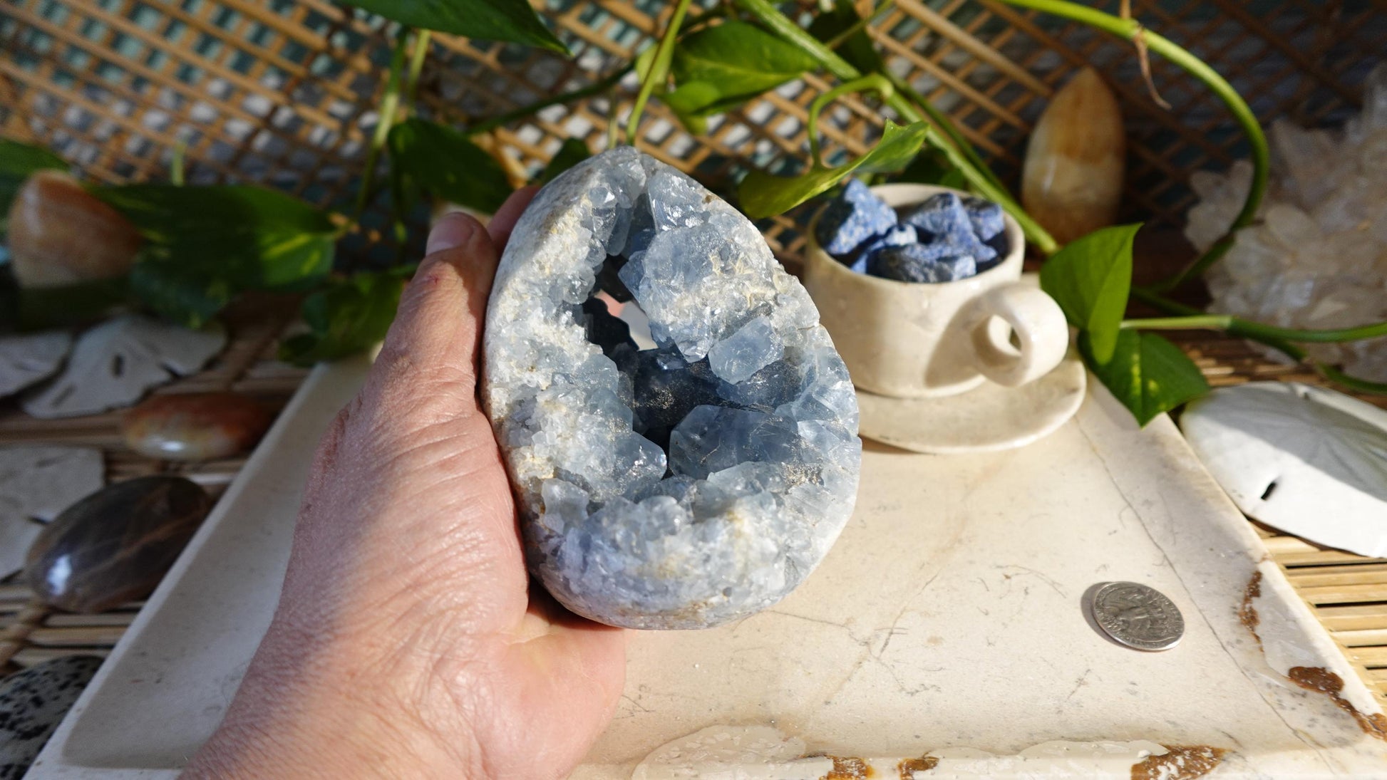 Raw Large Heavy Celestite Specimen Quartz Crystals Untreated Anxiety Home Decor Wholesale minerals School Christmas Xmas Home Decor Craft