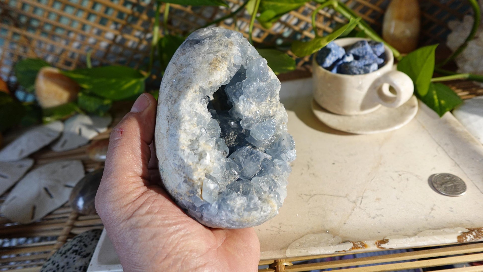 Raw Large Heavy Celestite Specimen Quartz Crystals Untreated Anxiety Home Decor Wholesale minerals School Christmas Xmas Home Decor Craft