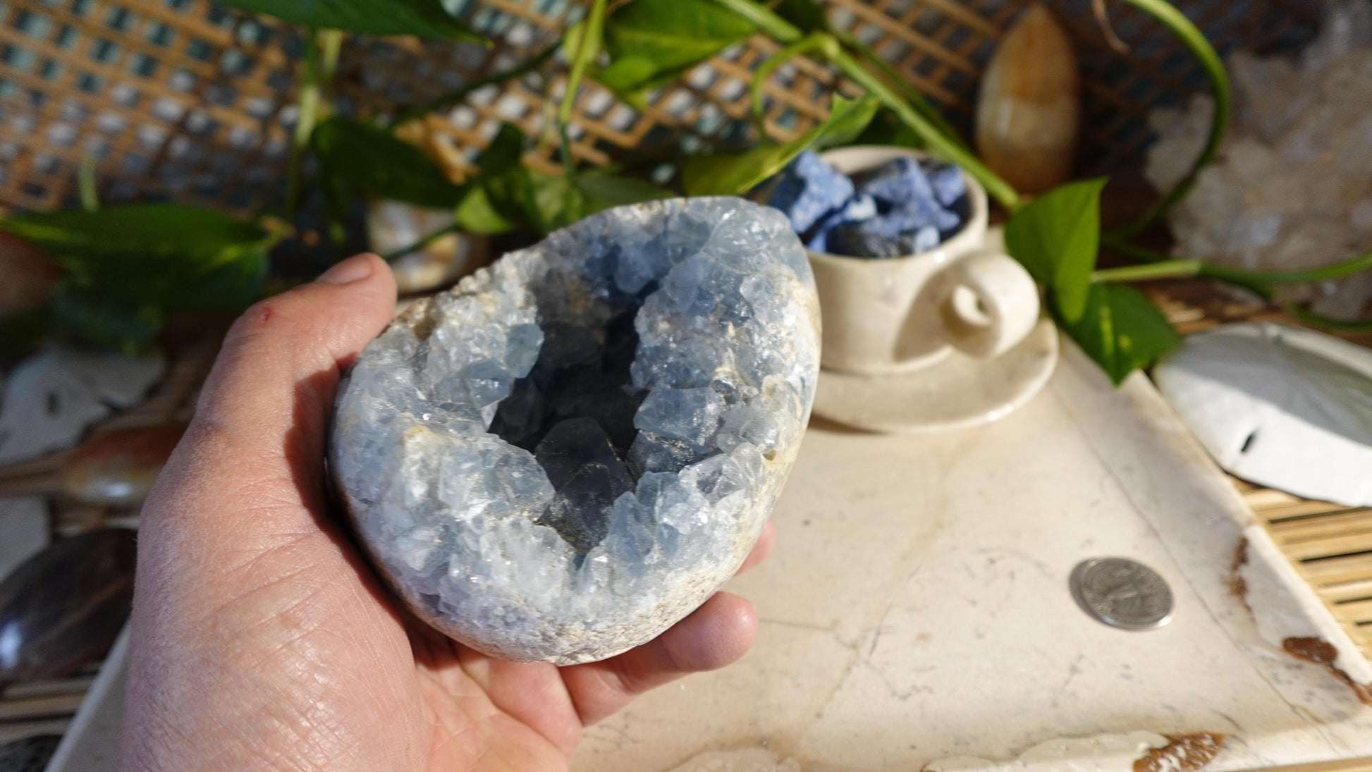 Raw Large Heavy Celestite Specimen Quartz Crystals Untreated Anxiety Home Decor Wholesale minerals School Christmas Xmas Home Decor Craft