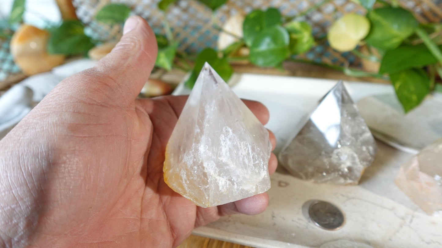 Clear Quartz Carved Anxiety Crystal Polished Raw Stone Meditation Panic Holiday Gift Christmas Xmas Collection Birthday Paperweight