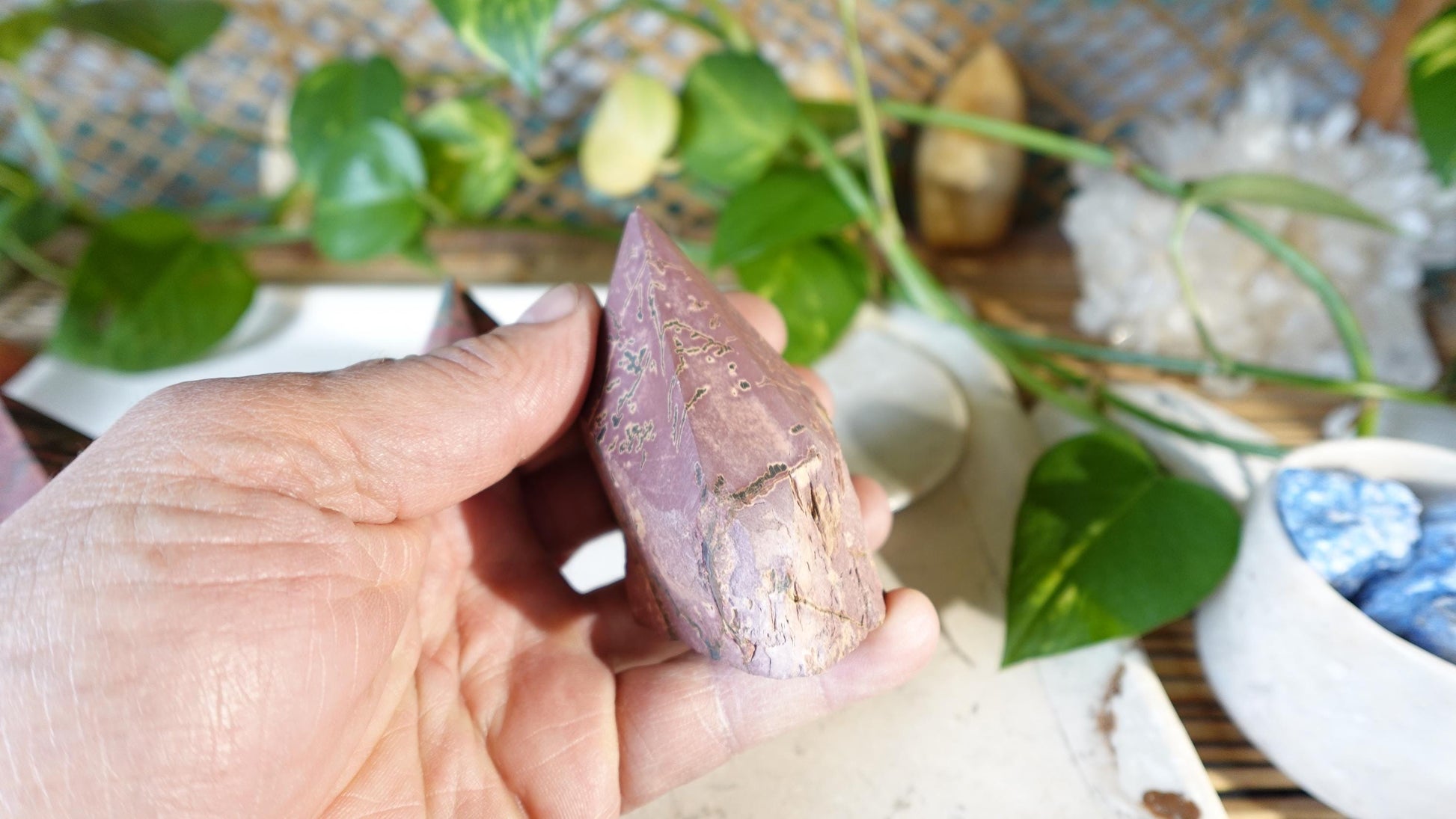 Rare Cherry Creek Jasper Carved Anxiety Crystal Polished Raw Stone Meditation for Home Decor Holiday Collection Christmas Xmas Gift