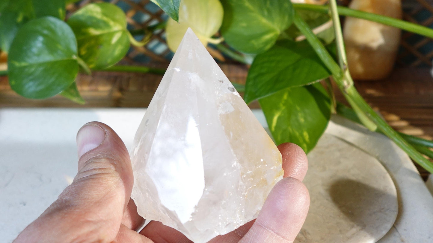 Clear Quartz Carved Anxiety Crystal Polished Raw Stone Meditation Panic Holiday Gift Christmas Xmas Collection Birthday Paperweight