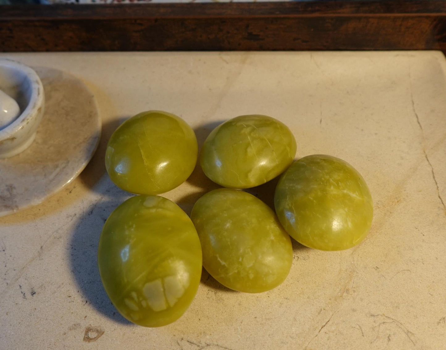 Olive Jade Natural Large Palm Stone Polished Carved Crystal Distraction Anxiety Christmas Holiday Decor Xmas Birthday Gift Birthday Worry