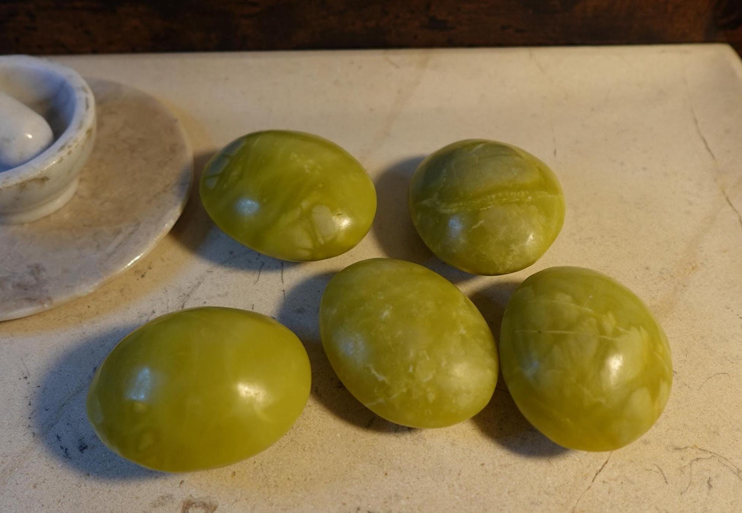 Olive Jade Natural Large Palm Stone Polished Carved Crystal Distraction Anxiety Christmas Holiday Decor Xmas Birthday Gift Birthday Worry
