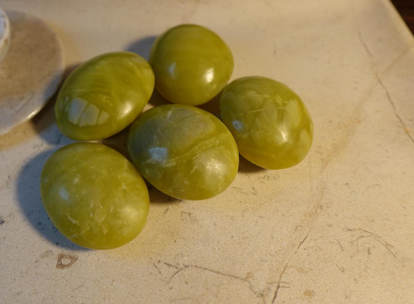 Olive Jade Natural Large Palm Stone Polished Carved Crystal Distraction Anxiety Christmas Holiday Decor Xmas Birthday Gift Birthday Worry