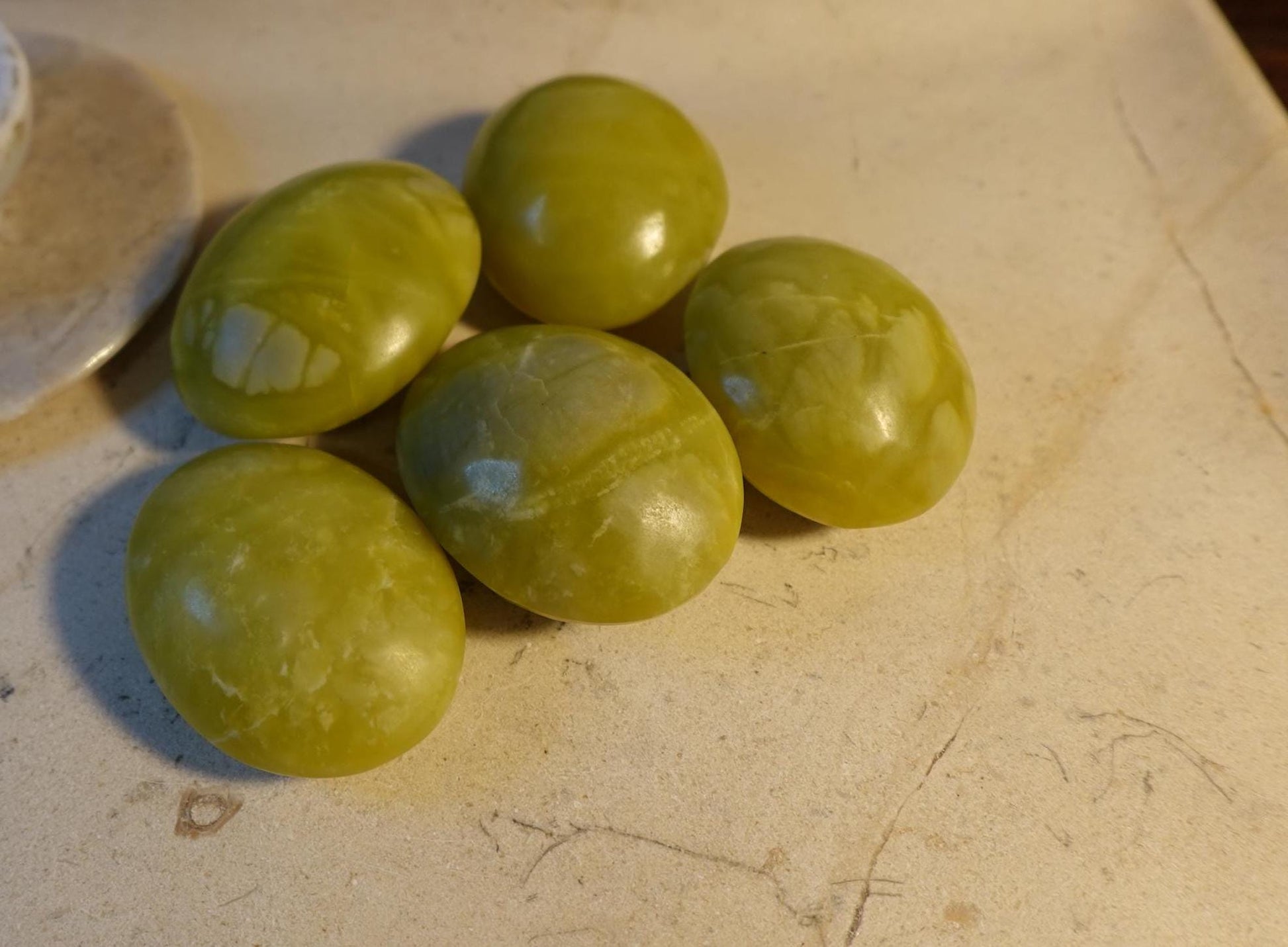 Olive Jade Natural Large Palm Stone Polished Carved Crystal Distraction Anxiety Christmas Holiday Decor Xmas Birthday Gift Birthday Worry