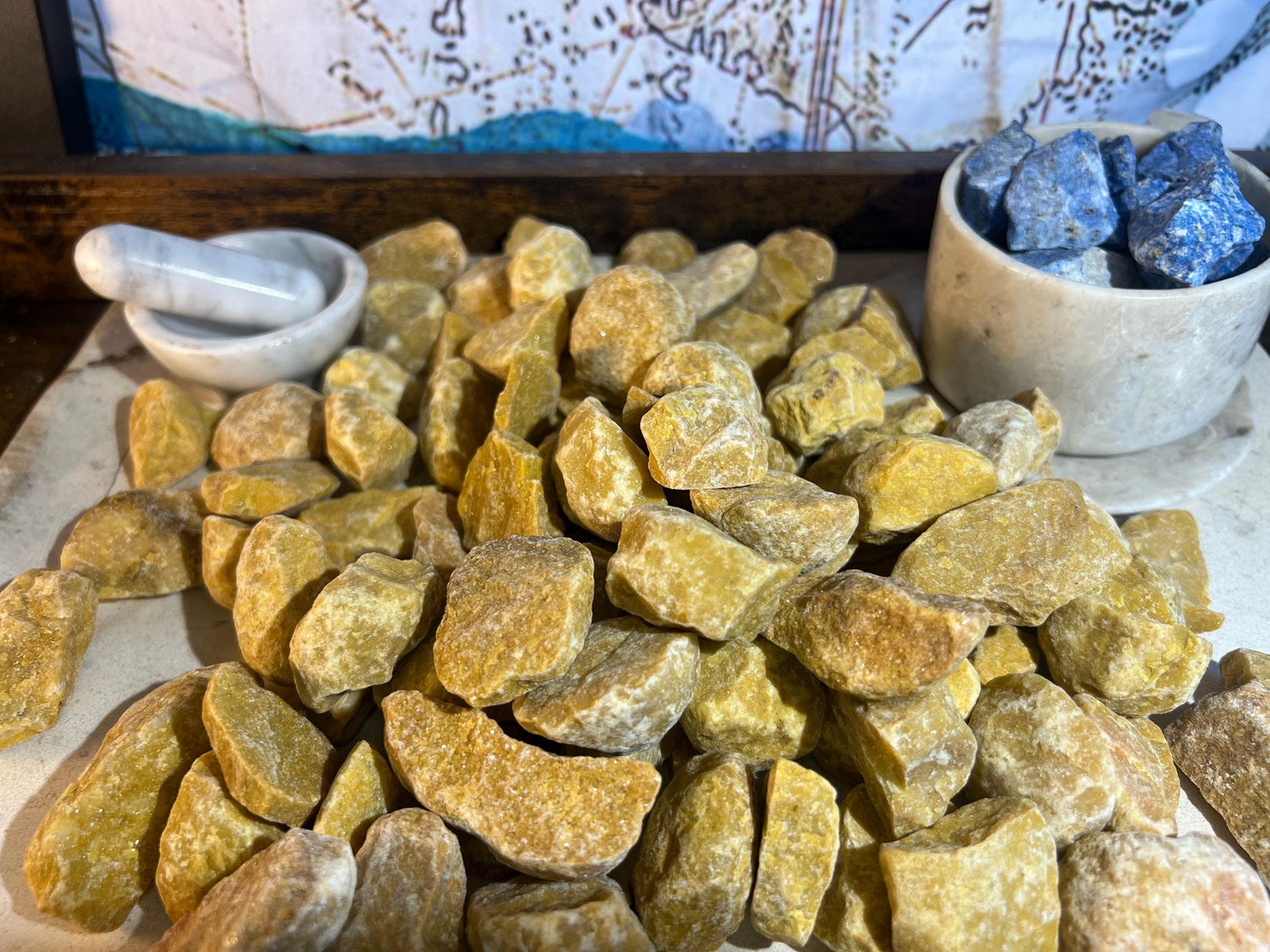 Yellow Jade Natural Raw Stone Carved Crystal for Distraction Anxiety Christmas Holiday Decor Xmas Birthday Gift Home Natural Gemstone