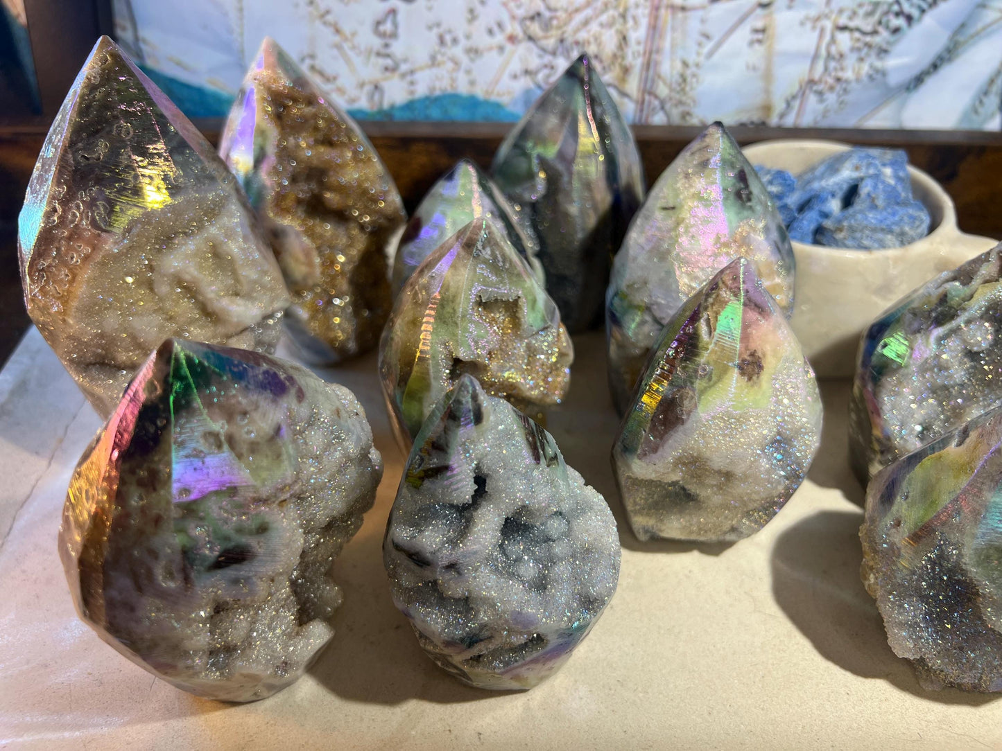 Angel Aura Quartz Carved Polished Statues Carved Crystal Distraction Pocket Worry Anxiety Home Gift Drusy Christmas Meditation Birthday