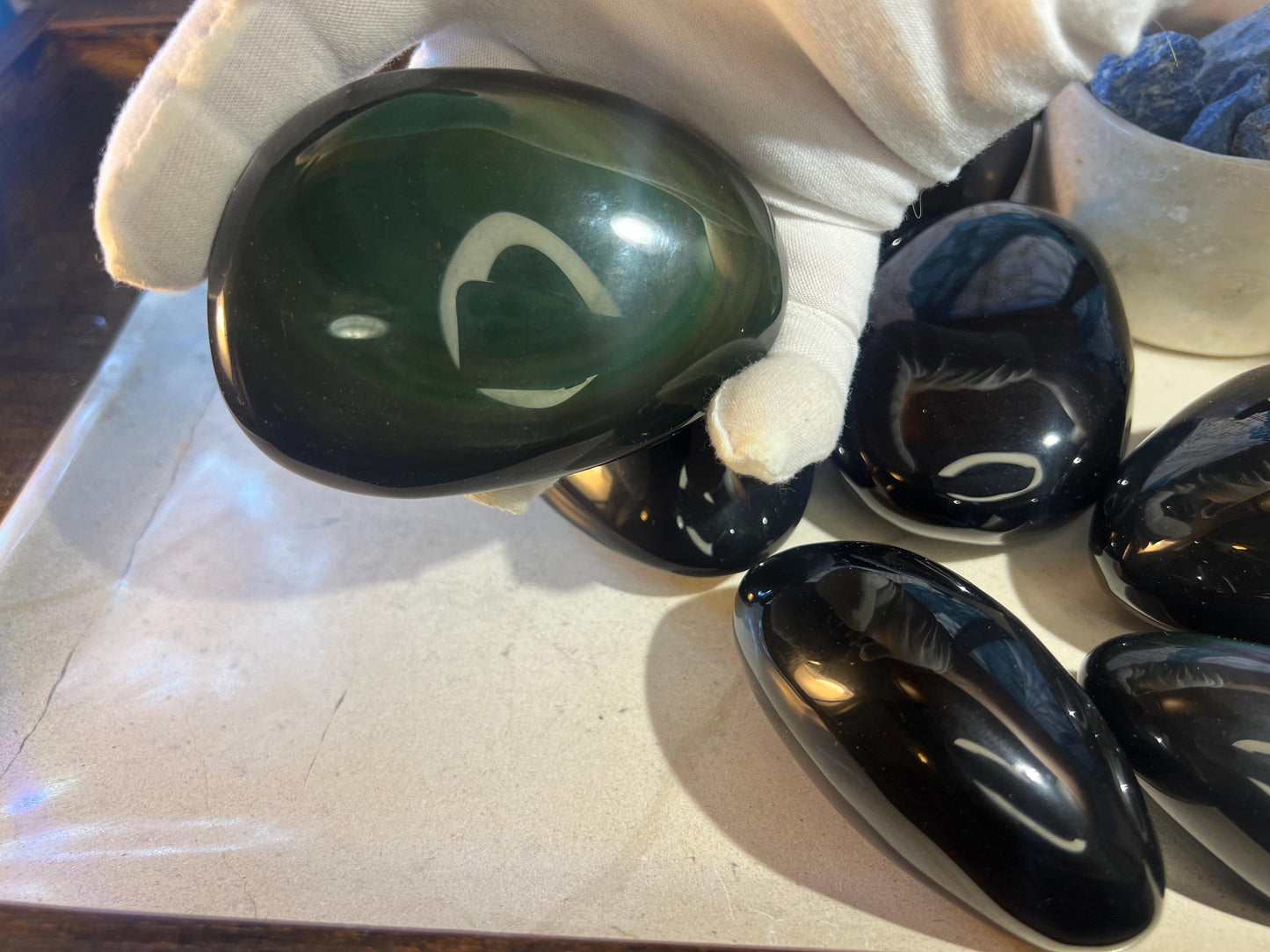 Shimmering Rainbow Obsidian Huge Natural Free Form Stone Smooth Polished Carved Crystal for Distraction Worry Anxiety birthday Home Decor