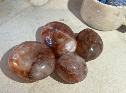 Fire Quartz Polished Palm Stones Anxiety Crystal Polished Raw Stone Meditation Panic Christmas Birthday Xmas Gift Wedding Worry Meditation