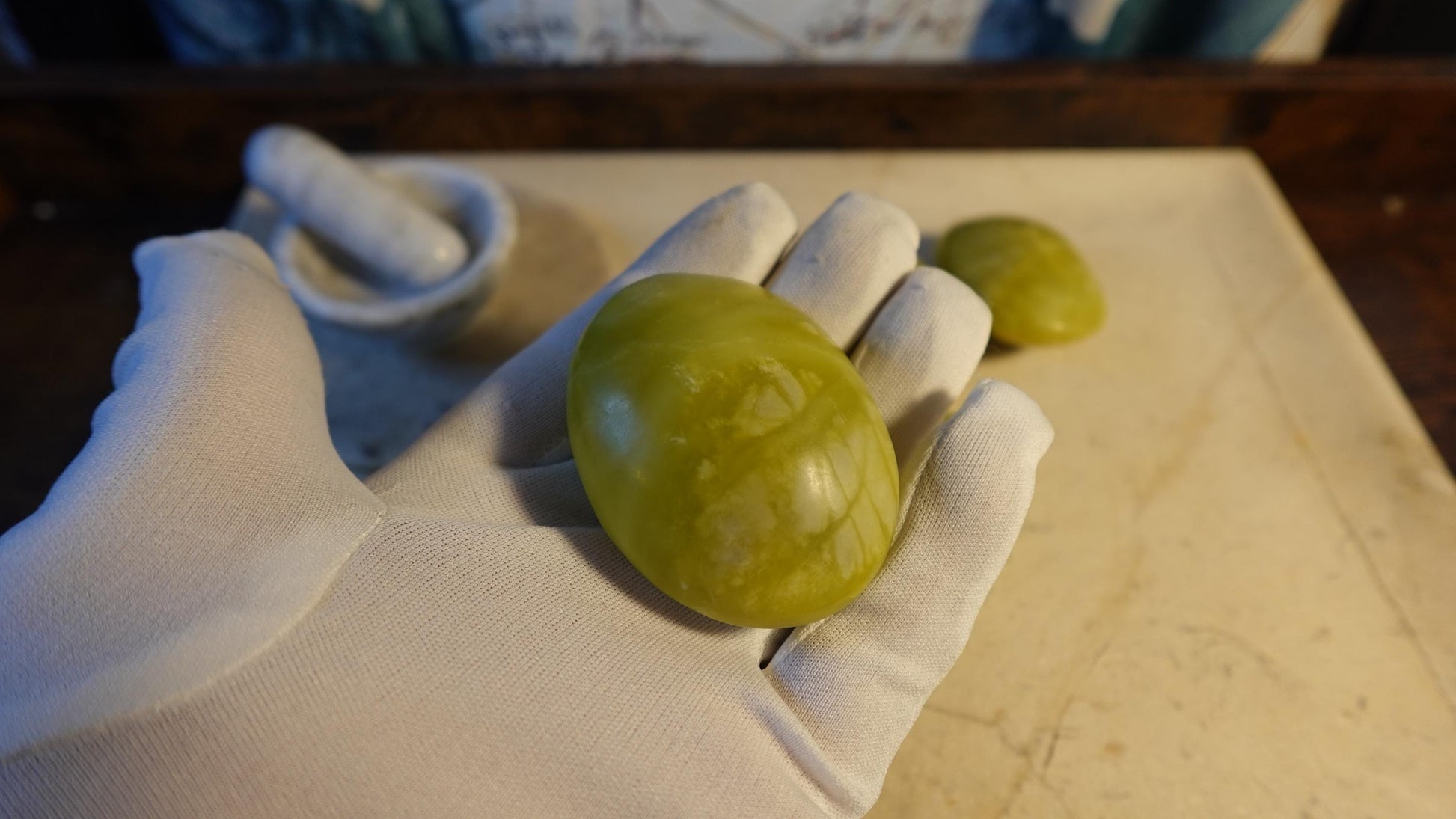 Olive Jade Natural Large Palm Stone Polished Carved Crystal Distraction Anxiety Christmas Holiday Decor Xmas Birthday Gift Birthday Worry