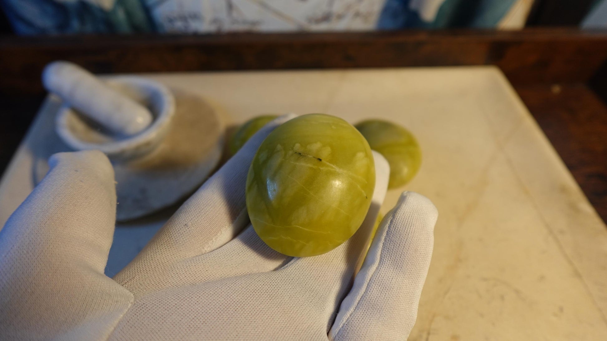Olive Jade Natural Large Palm Stone Polished Carved Crystal Distraction Anxiety Christmas Holiday Decor Xmas Birthday Gift Birthday Worry