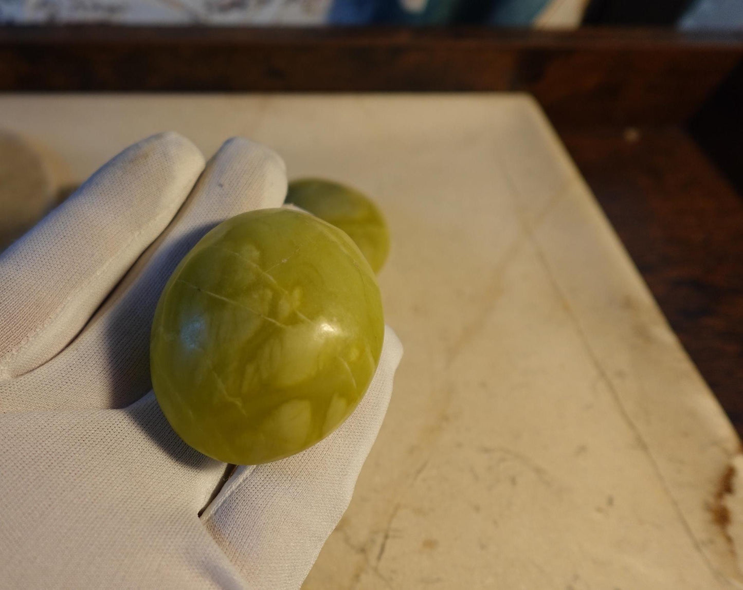 Olive Jade Natural Large Palm Stone Polished Carved Crystal Distraction Anxiety Christmas Holiday Decor Xmas Birthday Gift Birthday Worry