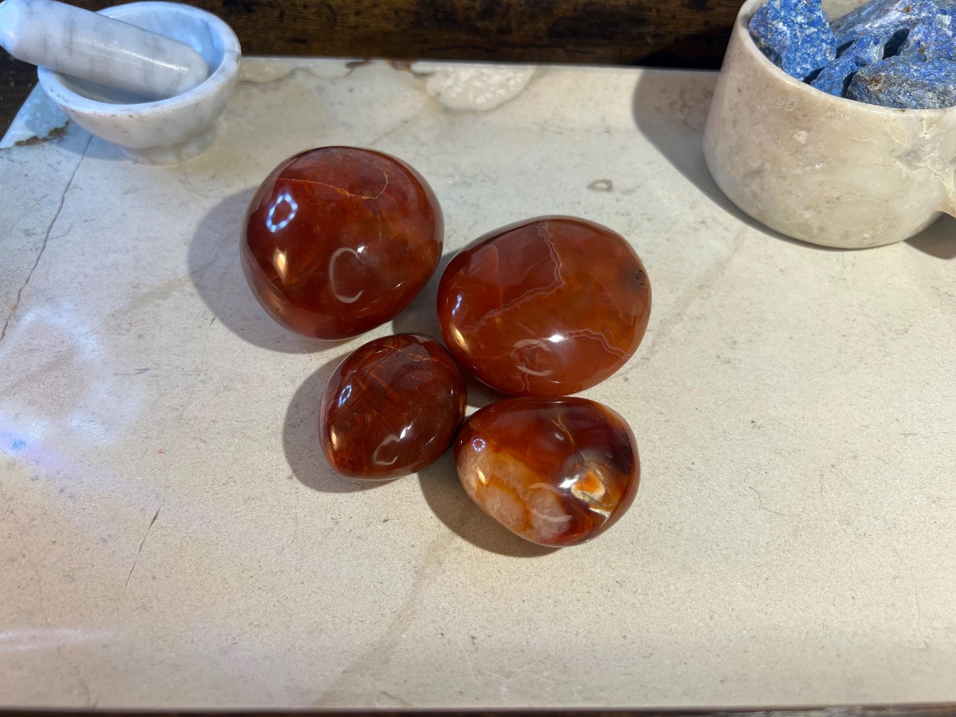 Carnelian Agate Polished Palm Stone Pocket Anxiety Palm Worry Pocket Gift Christmas Birthday Xmas Meditation Crystal Home Decor