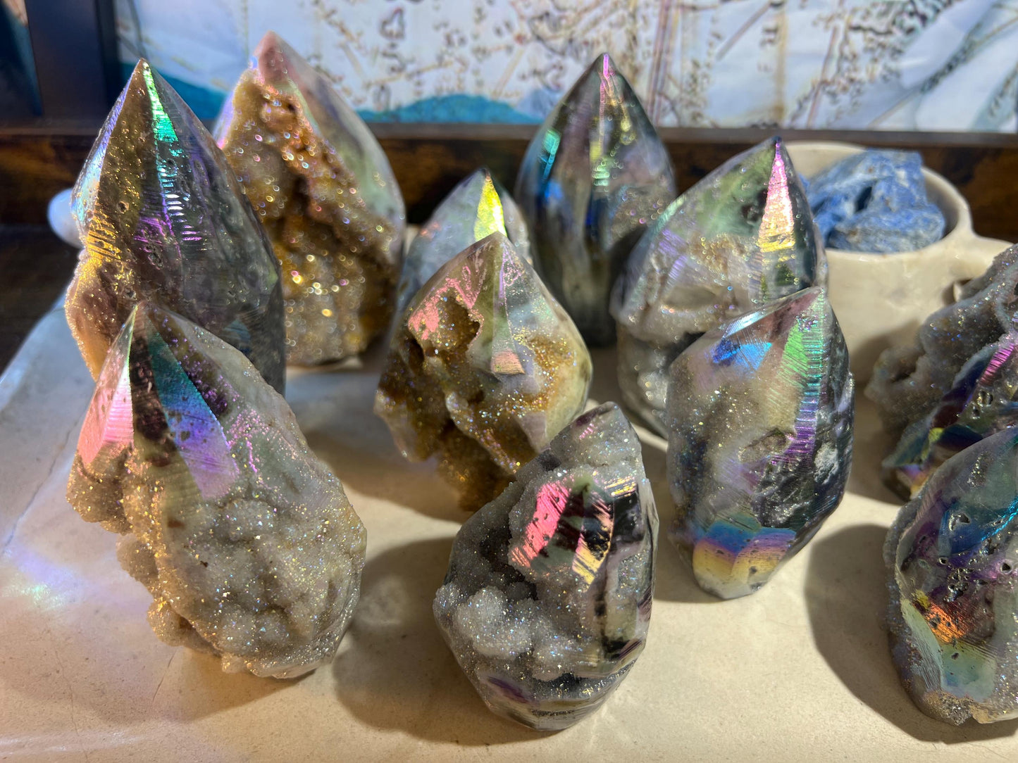 Angel Aura Quartz Carved Polished Statues Carved Crystal Distraction Pocket Worry Anxiety Home Gift Drusy Christmas Meditation Birthday