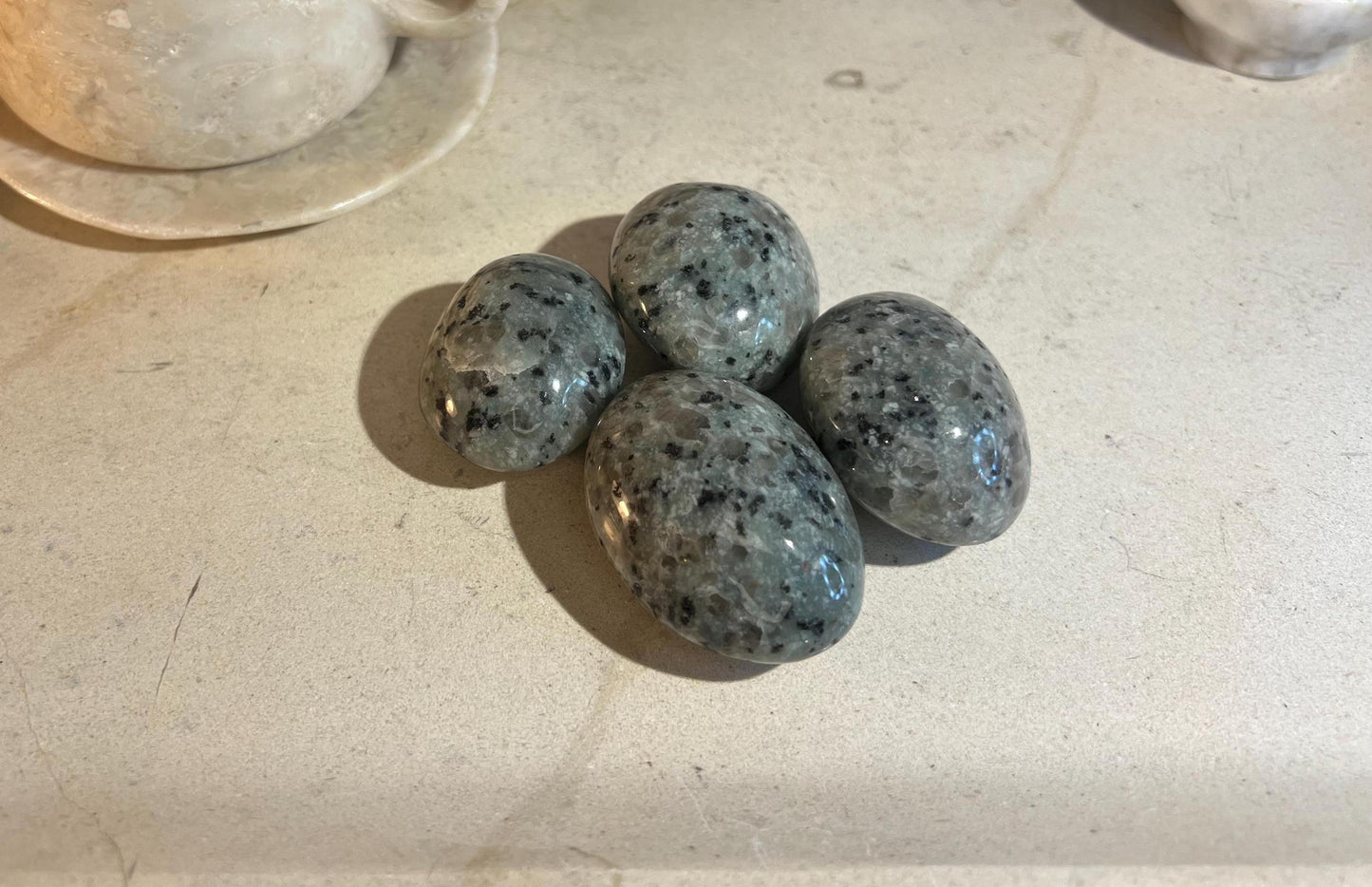 Kiwi Egg Jasper Natural Palm Stone Smooth Polished Carved Crystal for Distraction Home Decor Christmas Xmas Gift Anxiety Gift Anxiety