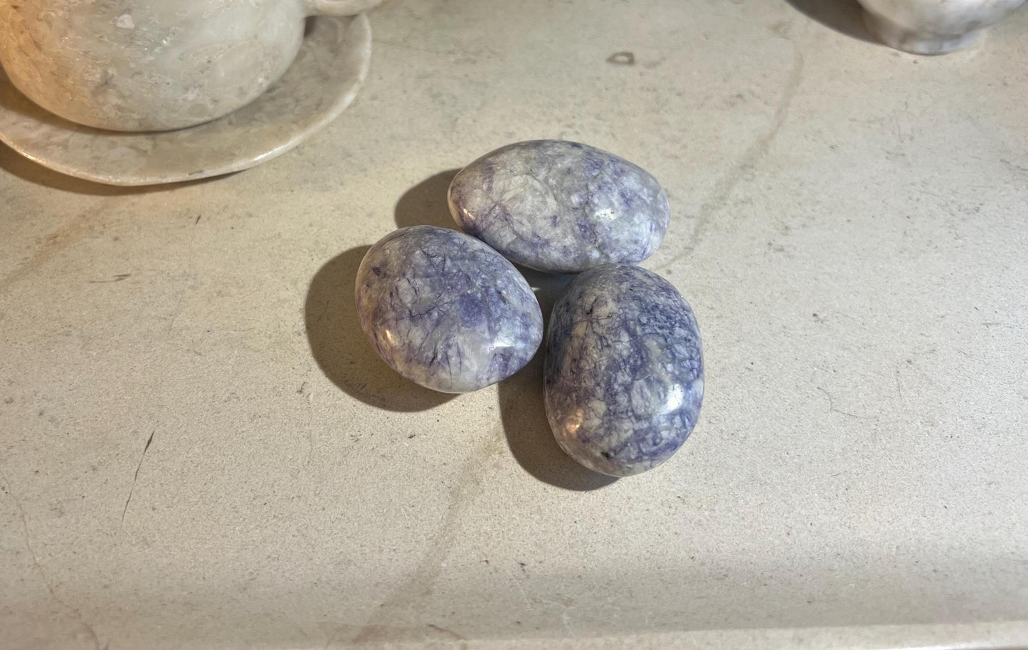 Rare Purple Sodalite Natural Medium Palm Stone Smooth Polished Carved Crystal Distraction Anxiety Christmas Xmas Birthday Gift Worry Anxiety