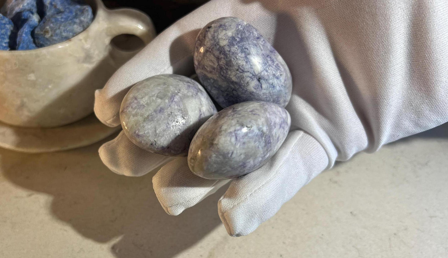 Rare Purple Sodalite Natural Medium Palm Stone Smooth Polished Carved Crystal Distraction Anxiety Christmas Xmas Birthday Gift Worry Anxiety
