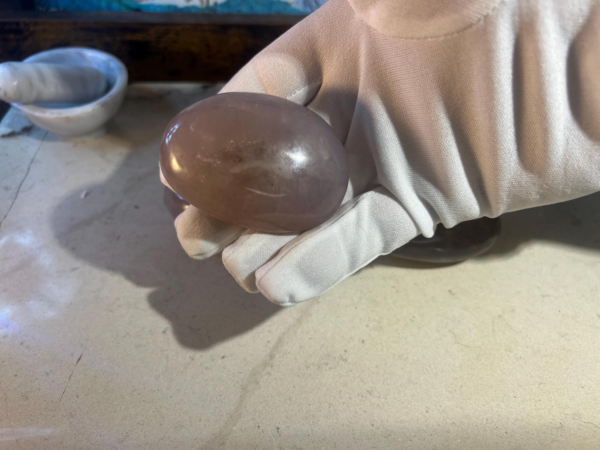 Blue Quartz Crystal Polished Palm Stone Pocket Anxiety Worry Chakra Stress Relief Meditation Thumb Vintage Decor Gift Quartz Home Decor