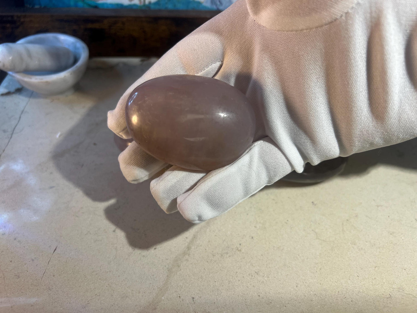 Blue Quartz Crystal Polished Palm Stone Pocket Anxiety Worry Chakra Stress Relief Meditation Thumb Vintage Decor Gift Quartz Home Decor