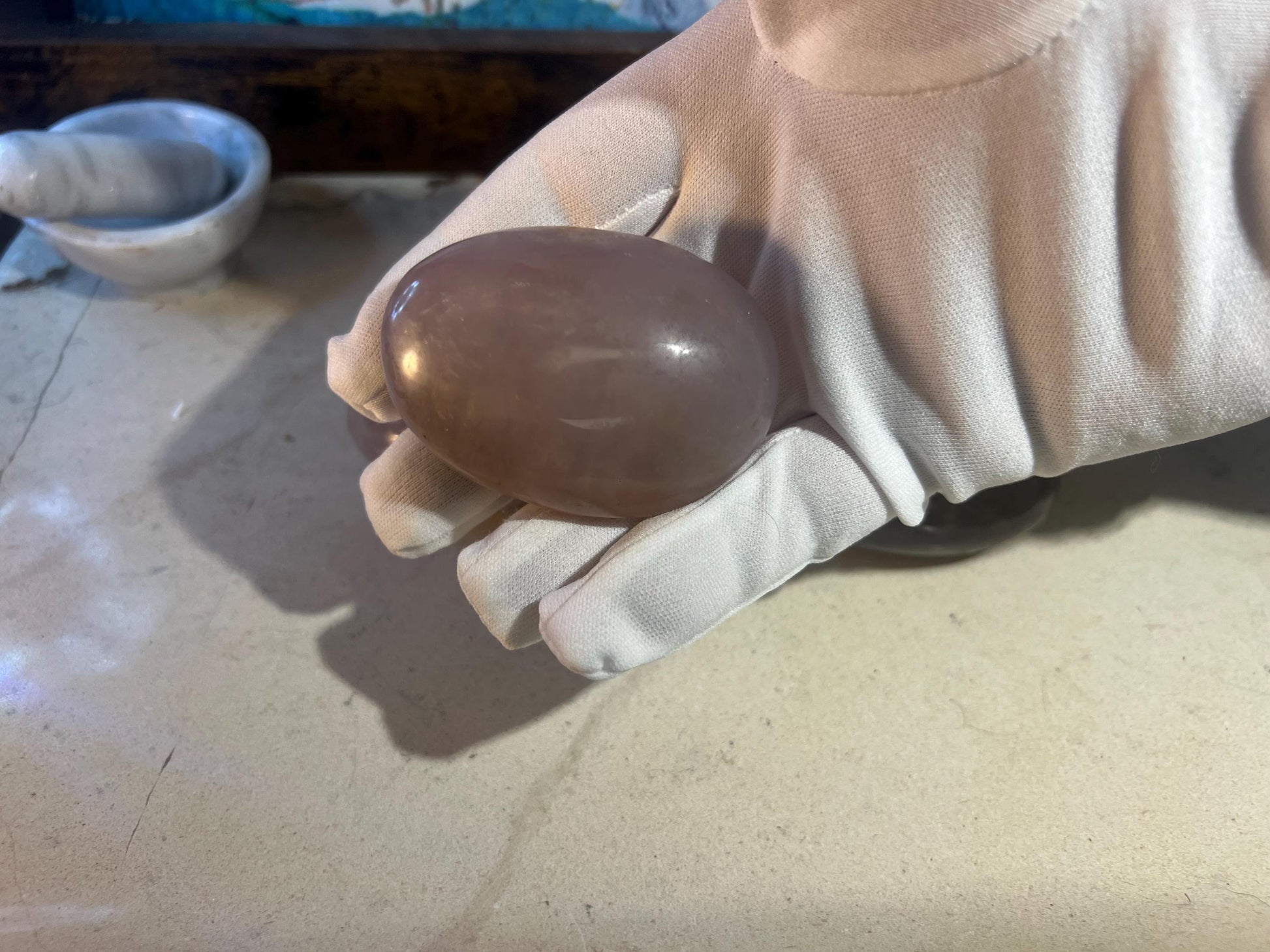 Blue Quartz Crystal Polished Palm Stone Pocket Anxiety Worry Chakra Stress Relief Meditation Thumb Vintage Decor Gift Quartz Home Decor