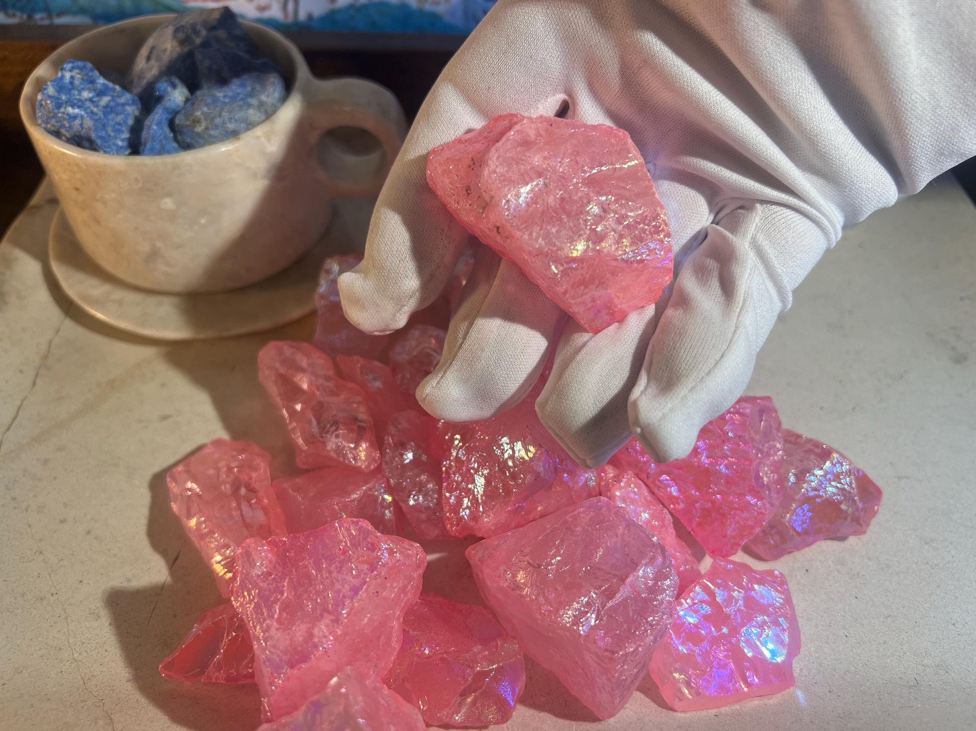 Angel Aura Pink Quartz Raw Crystal Polished Carved Crystal for Distraction from Anxiety or Worry Home Decor Holiday Xmas Meditation