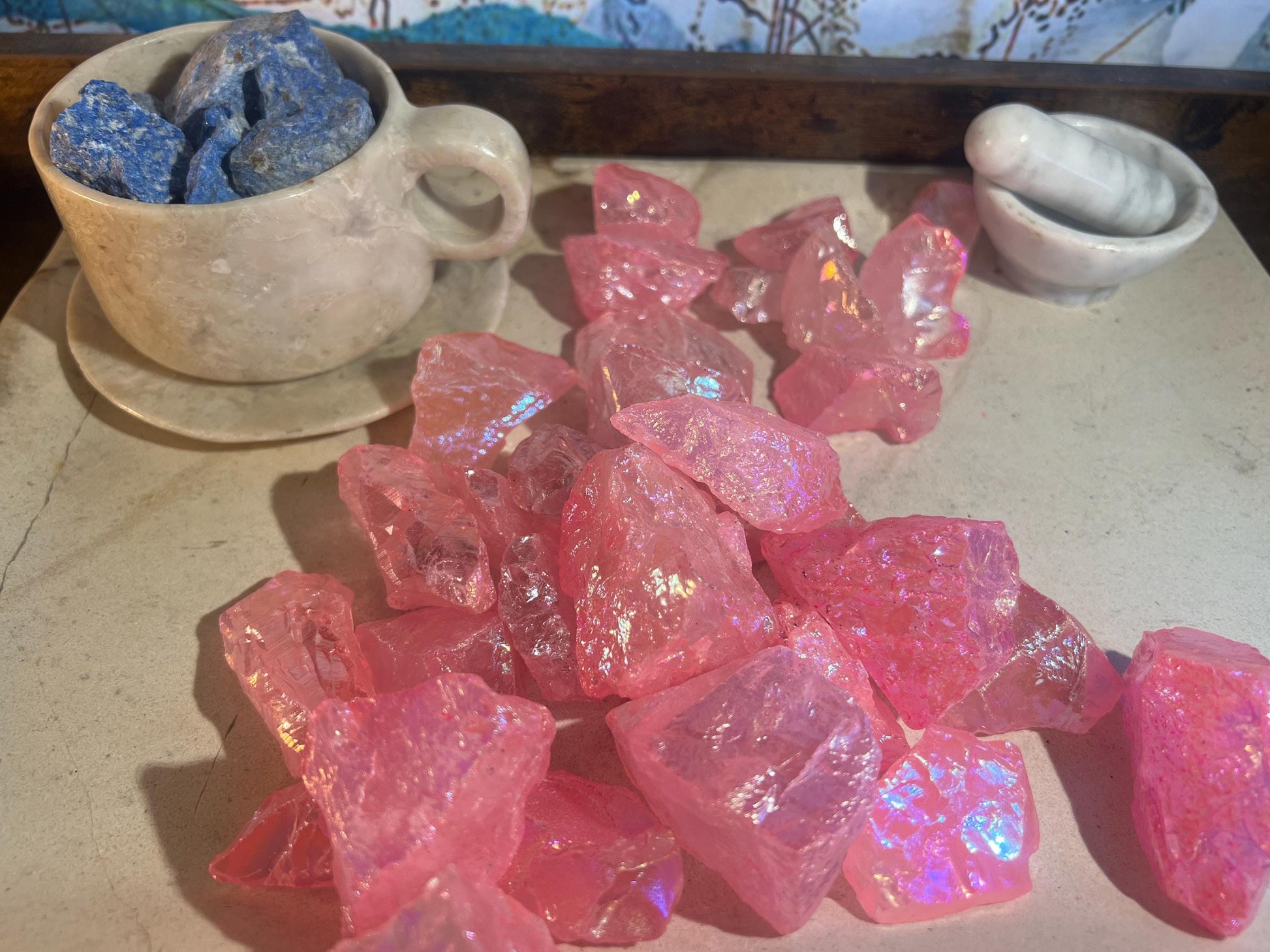 Angel Aura Pink Quartz Raw Crystal Polished Carved Crystal for Distraction from Anxiety or Worry Home Decor Holiday Xmas Meditation