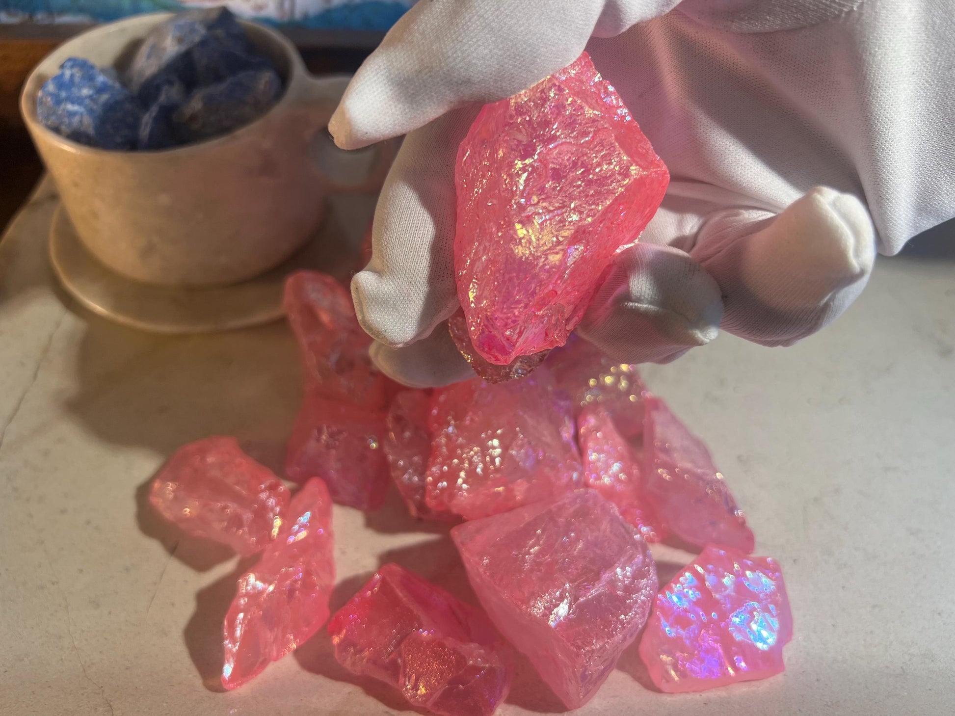 Angel Aura Pink Quartz Raw Crystal Polished Carved Crystal for Distraction from Anxiety or Worry Home Decor Holiday Xmas Meditation