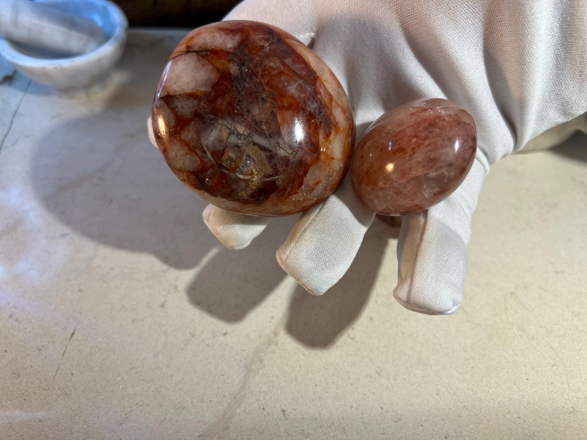 Fire Quartz Polished Palm Stones Anxiety Crystal Polished Raw Stone Meditation Panic Christmas Birthday Xmas Gift Wedding Worry Meditation