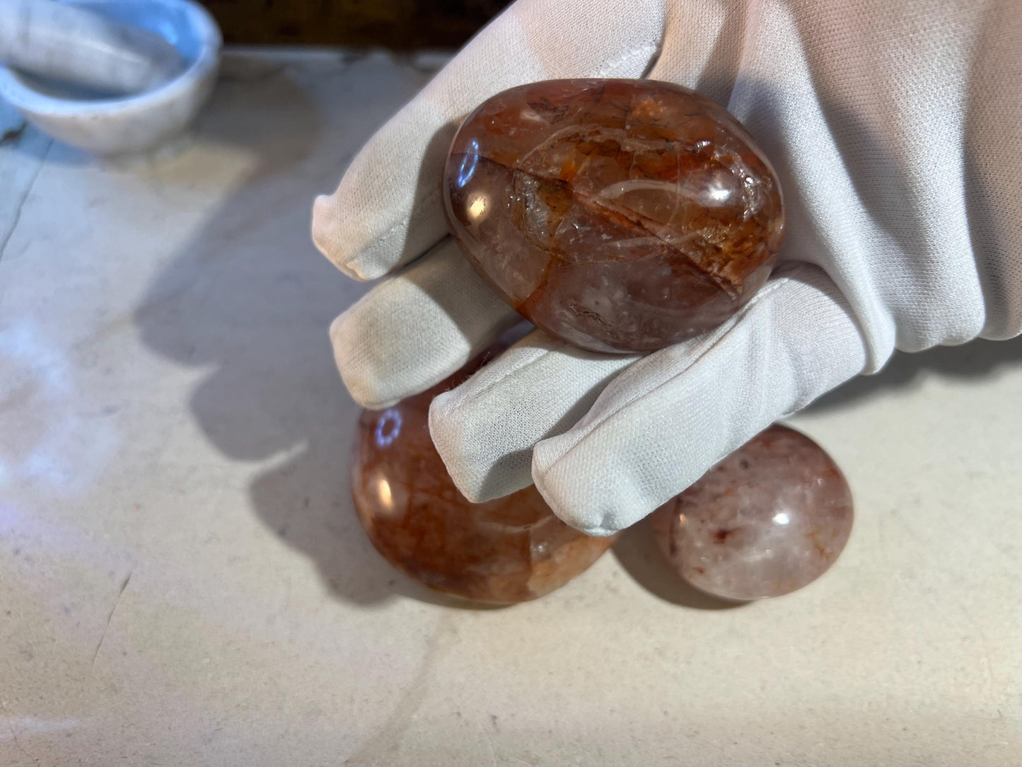 Fire Quartz Polished Palm Stones Anxiety Crystal Polished Raw Stone Meditation Panic Christmas Birthday Xmas Gift Wedding Worry Meditation