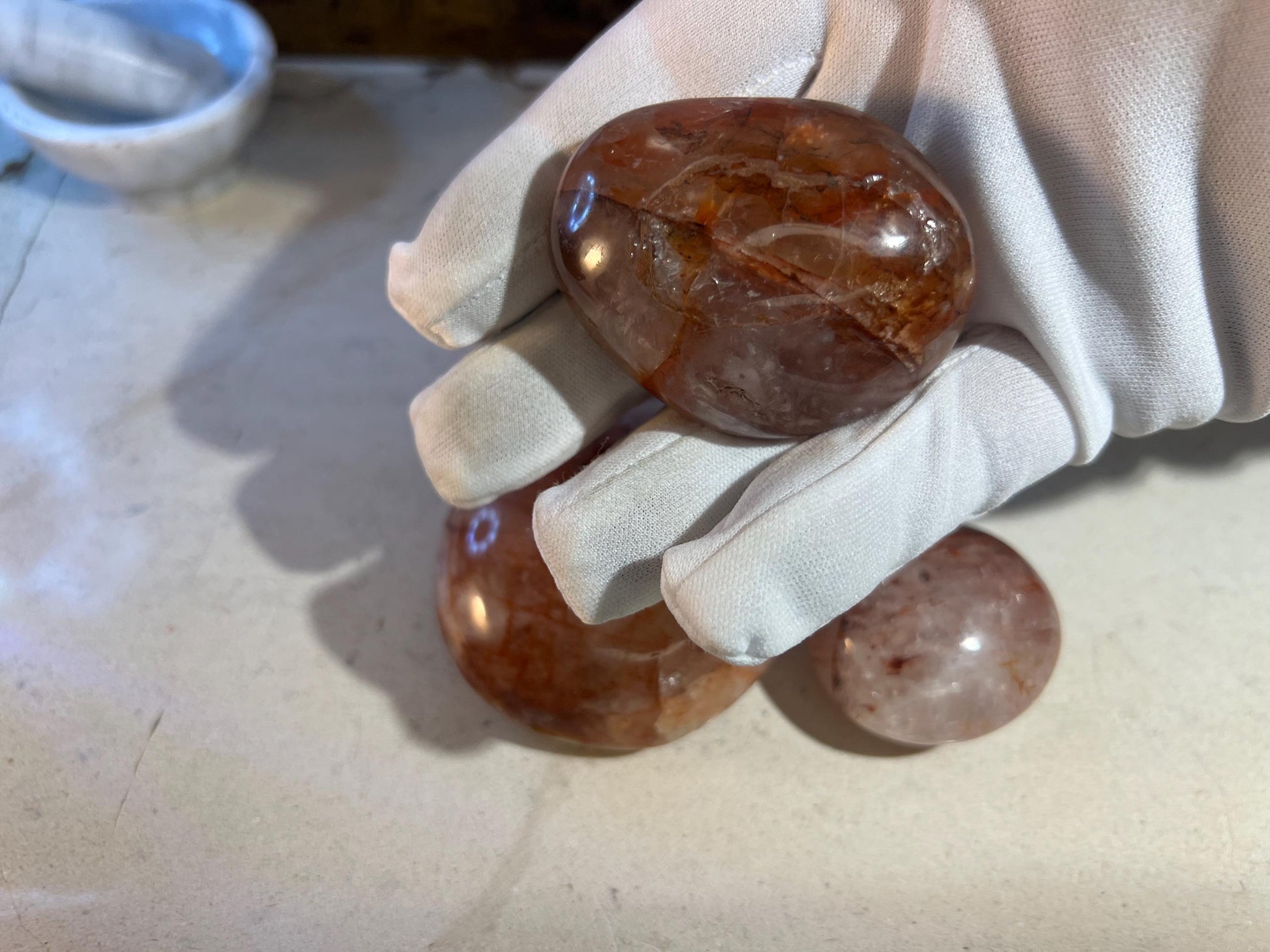 Fire Quartz Polished Palm Stones Anxiety Crystal Polished Raw Stone Meditation Panic Christmas Birthday Xmas Gift Wedding Worry Meditation
