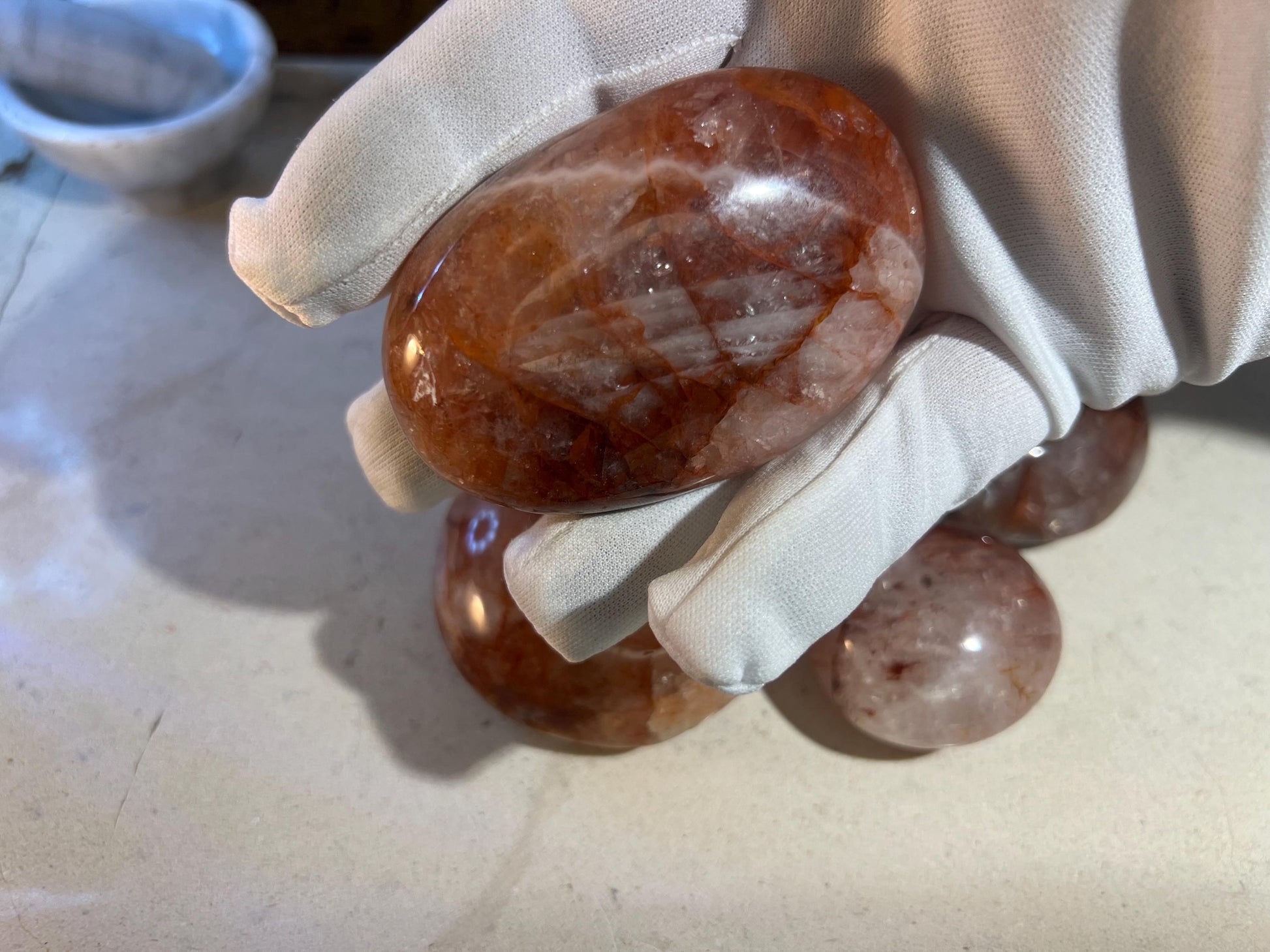 Fire Quartz Polished Palm Stones Anxiety Crystal Polished Raw Stone Meditation Panic Christmas Birthday Xmas Gift Wedding Worry Meditation