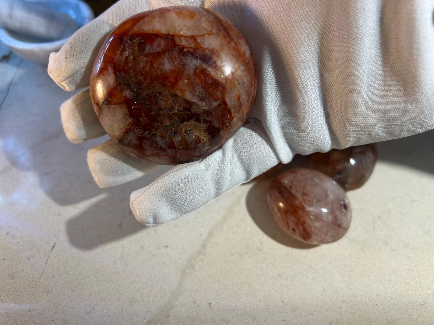 Fire Quartz Polished Palm Stones Anxiety Crystal Polished Raw Stone Meditation Panic Christmas Birthday Xmas Gift Wedding Worry Meditation