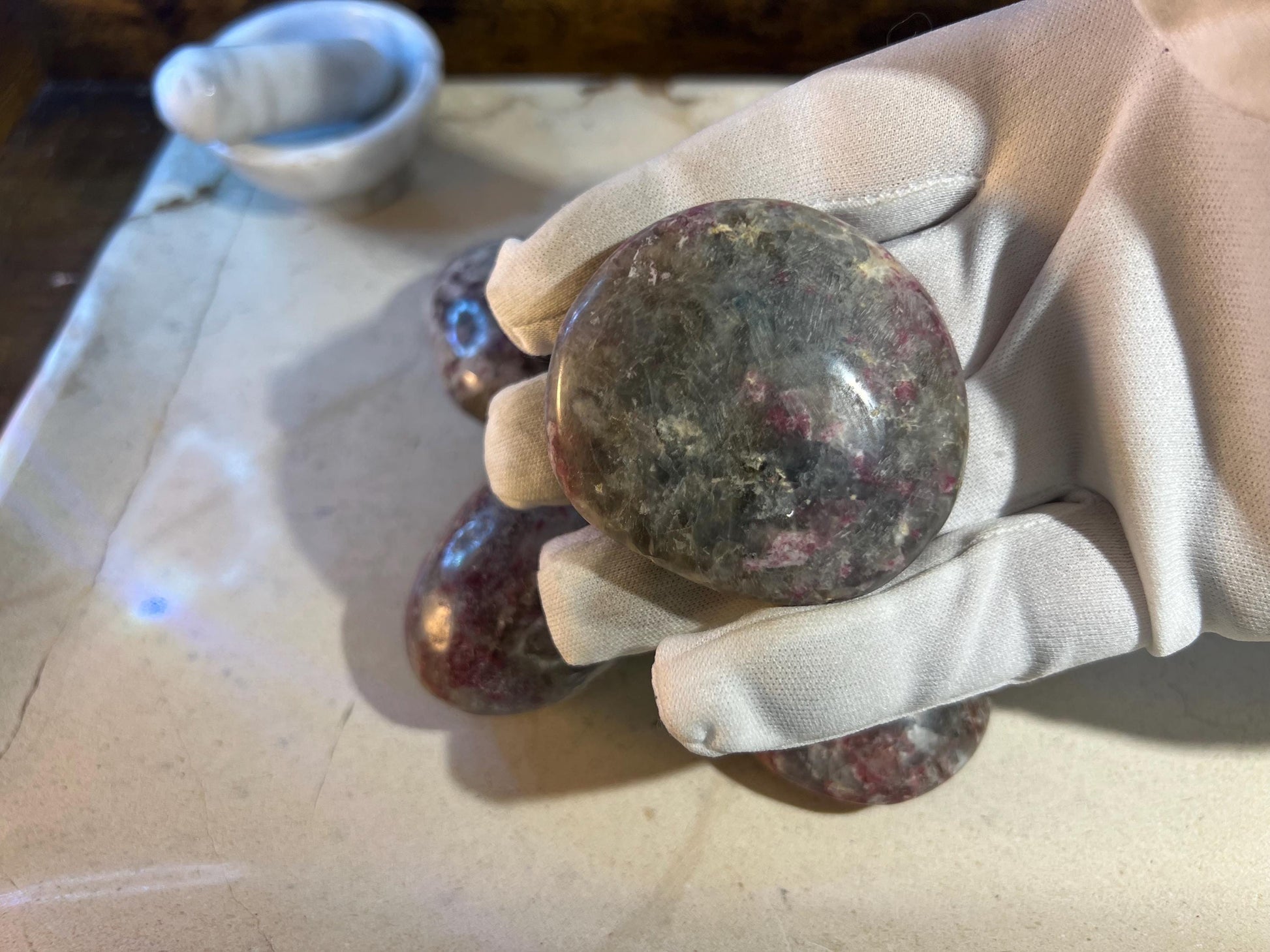 Plum Tourmaline Crystal Polished Palm Stone Pocket Anxiety Palm Christmas Xmas Gift Anxiety Worry Meditation Home Decor Birthday