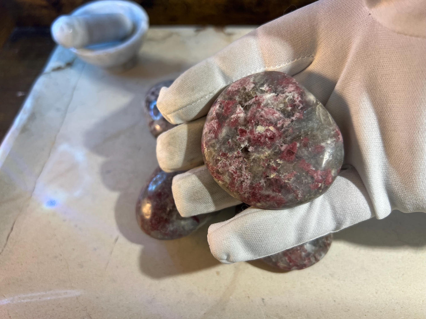 Plum Tourmaline Crystal Polished Palm Stone Pocket Anxiety Palm Christmas Xmas Gift Anxiety Worry Meditation Home Decor Birthday