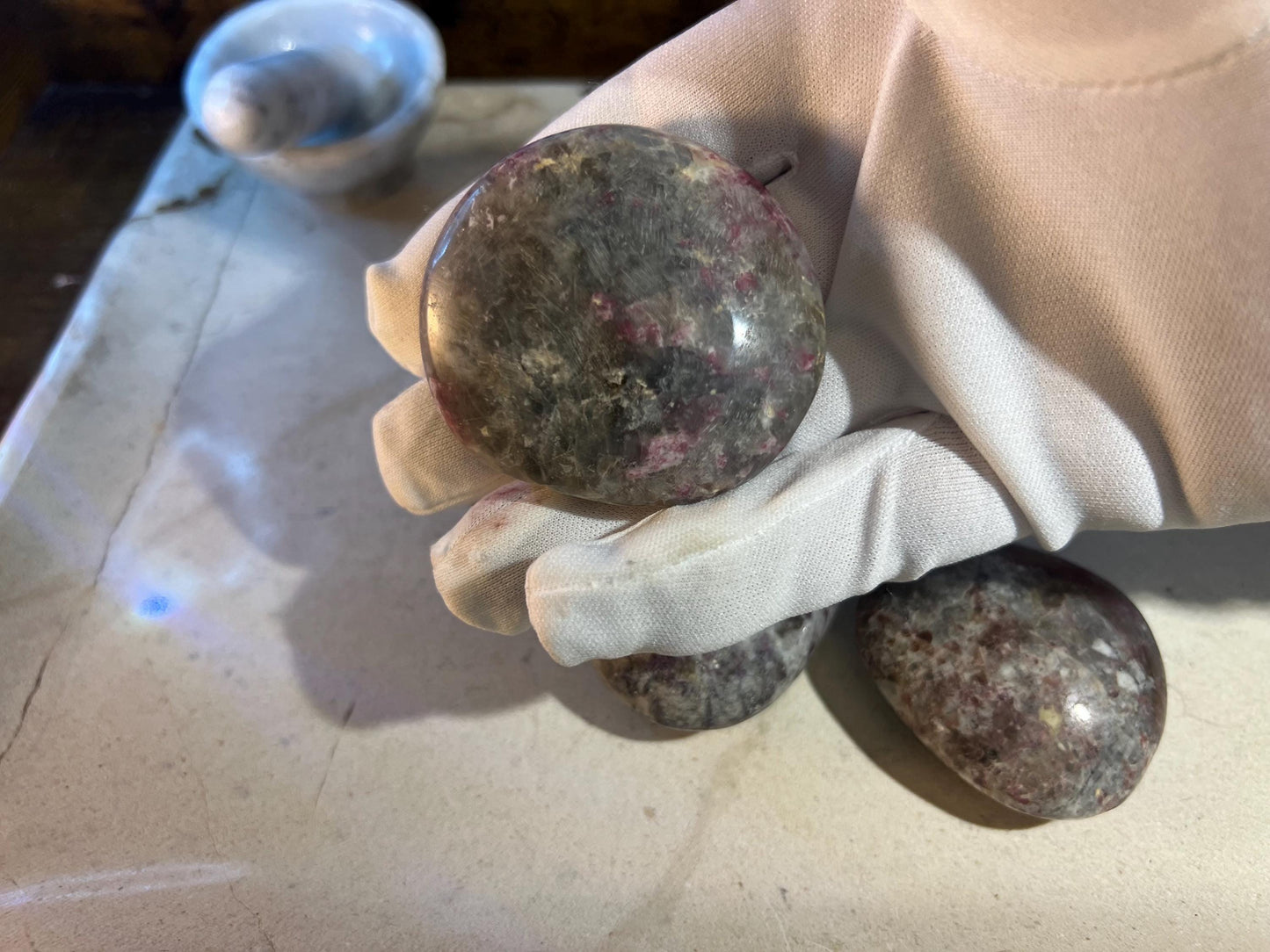 Plum Tourmaline Crystal Polished Palm Stone Pocket Anxiety Palm Christmas Xmas Gift Anxiety Worry Meditation Home Decor Birthday