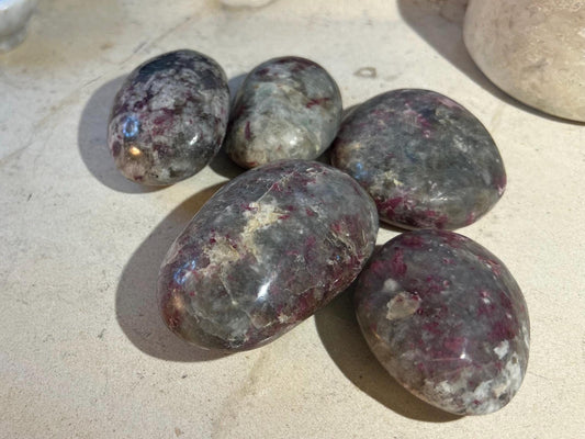 Plum Tourmaline Crystal Polished Palm Stone Pocket Anxiety Palm Christmas Xmas Gift Anxiety Worry Meditation Home Decor Birthday