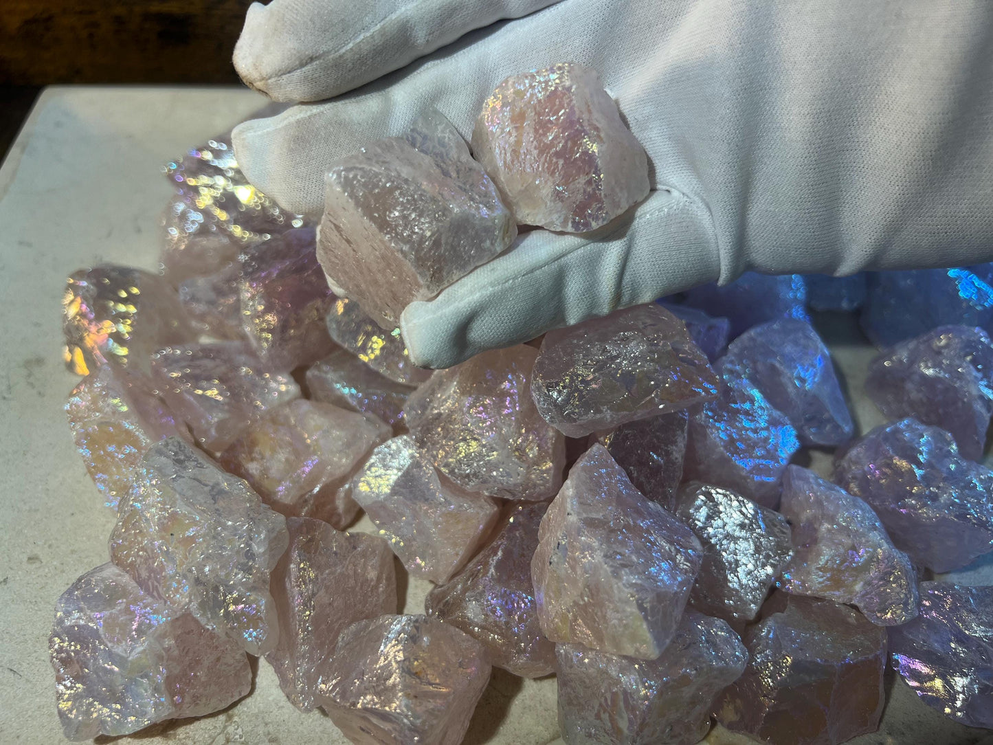 Angel Aura Rose Quartz Raw Crystal Polished Carved Crystal for Distraction from Anxiety or Worry Home Decor Holiday Xmas Meditation Pocket