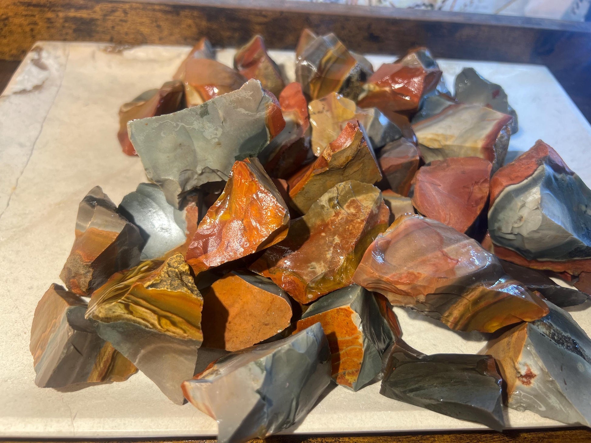 Raw Polychrome Jasper Crystals Untreated Anxiety Home Decor Wholesale Crystal Crafts School Christmas Xmas Home Decor Craft Birthday Gift
