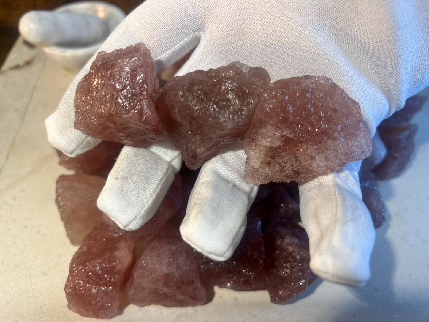 Raw Strawberry Quartz Crystals: Untreated Healing Stones, Home Decor